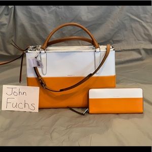 Coach Borough Handbag abs Wallet Mandarine/White